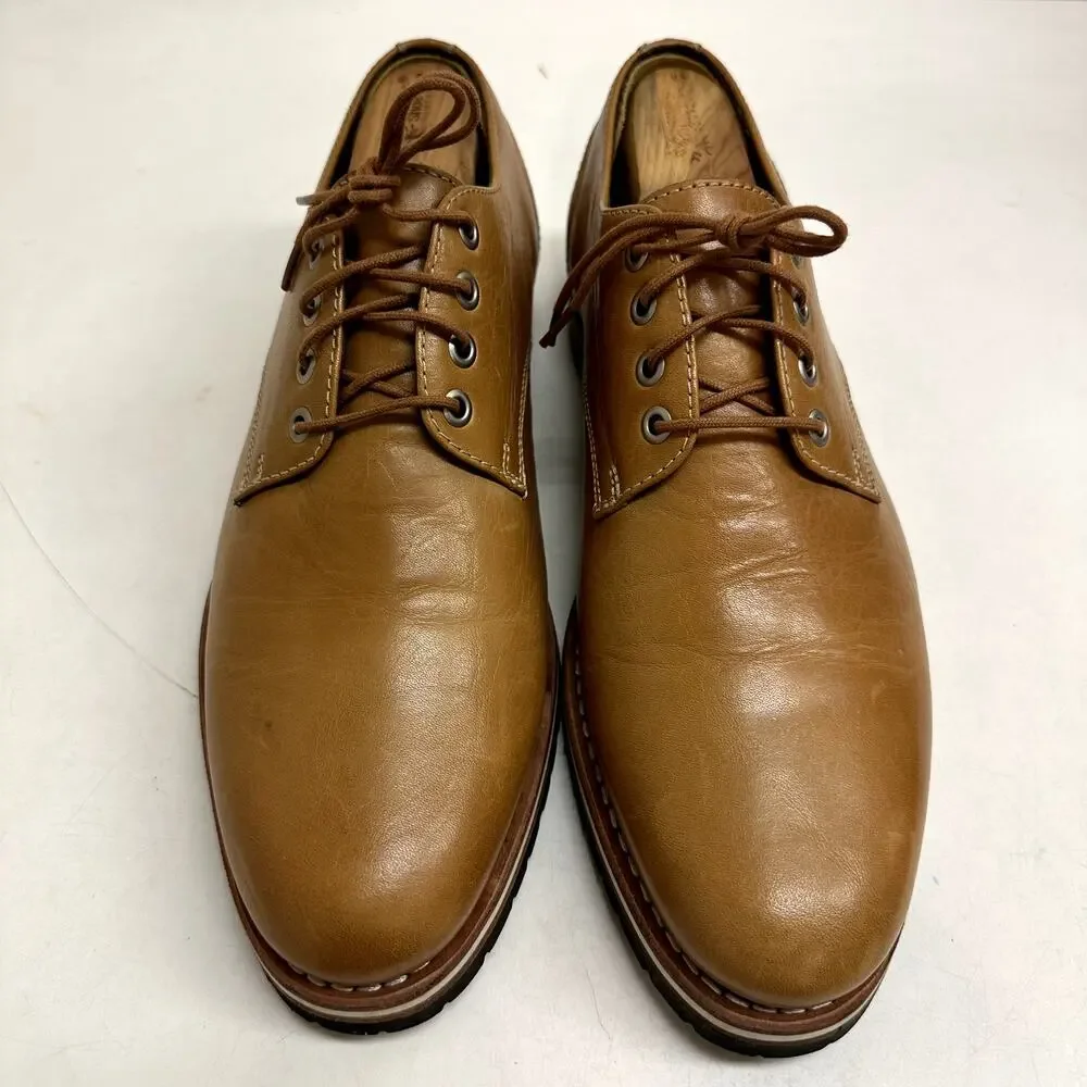 NWOT Helm Nils Blucher Plain Toe Derby Tan Box Leather Made in Brazil US 11 D